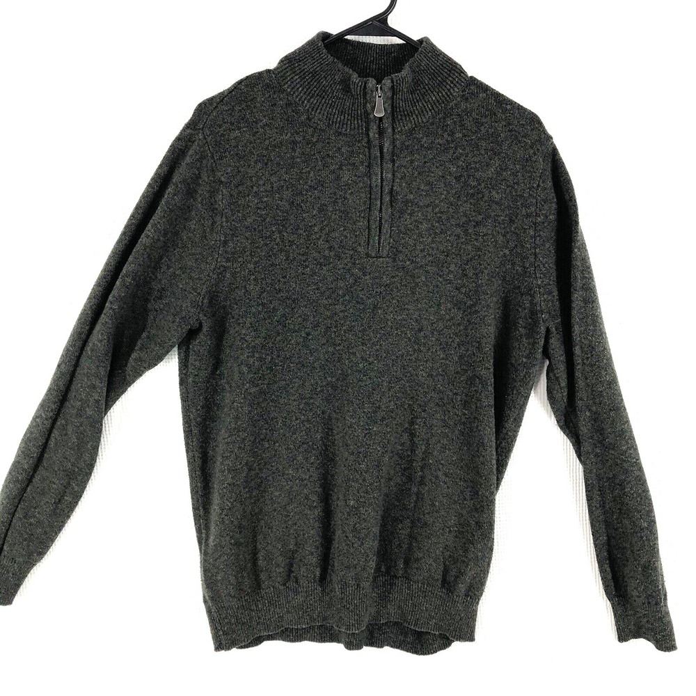 Method Men's Pullover Sweater Small Green Black Heather rib hems 1/4-Zip mock